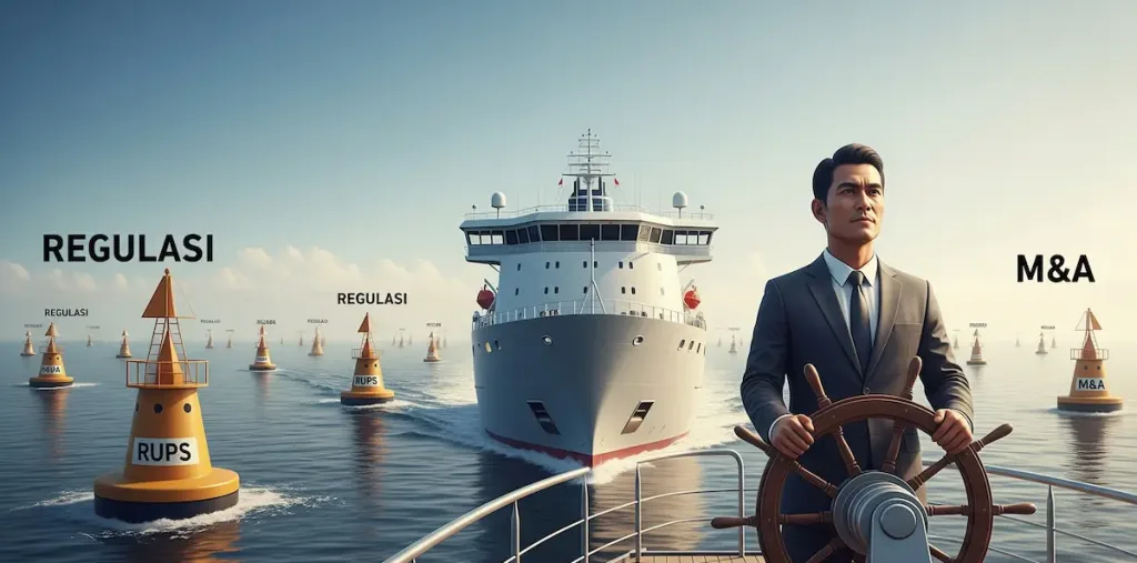 Seorang konsultan hukum korporasi bertindak sebagai nahkoda yang mengarahkan kapal perusahaan melewati jalur regulasi yang rumit.