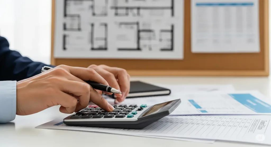 Proses persiapan dan kalkulasi biaya sebagai bagian dari strategi negosiasi sewa kantor.