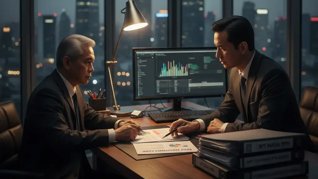 Diskusi strategi penyelesaian sengketa pajak antara wajib pajak dan konsultan.