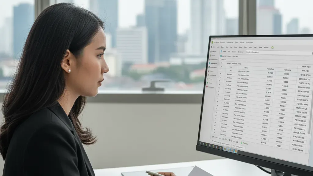 Staff akuntansi PT sedang mengelola faktur pajak dan pelaporan PPN perusahaan.