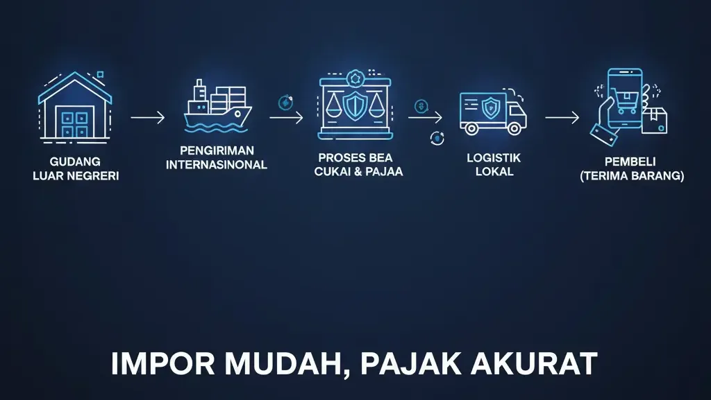 Alur pajak impor barang e-commerce cross border.