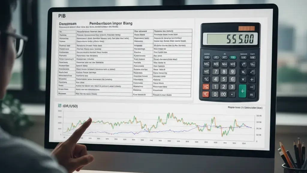 Simulasi perhitungan pajak impor PIB dan kurs pajak.