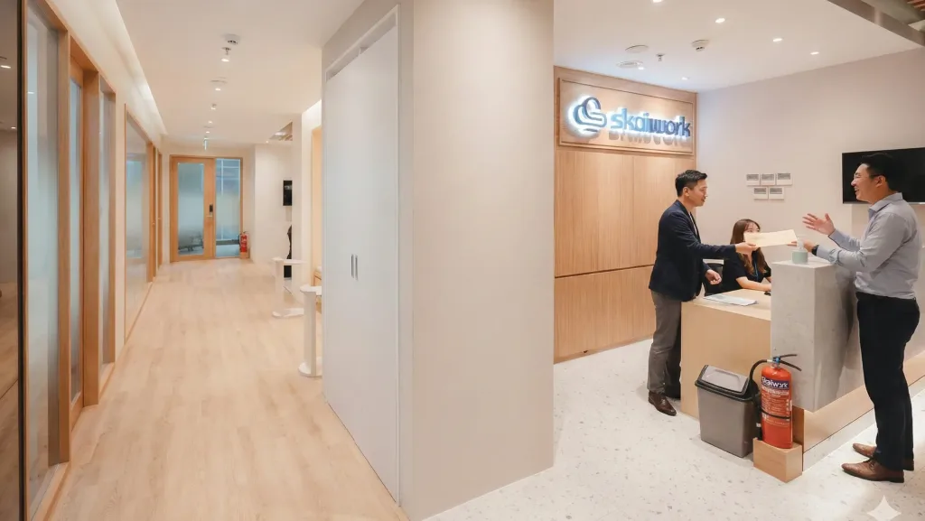 Aktivitas klien di virtual office skaiwork treasury tower.