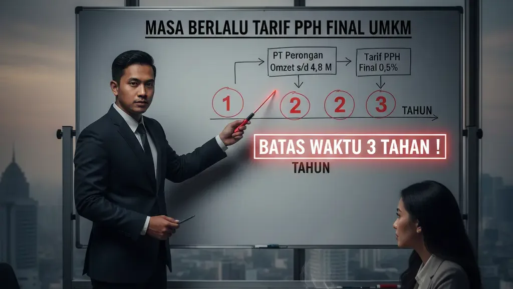 Penjelasan batas waktu tarif pph final umkm oleh konsultan pajak.