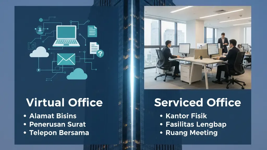 Perbedaan virtual office dan serviced office skaiwork scbd.