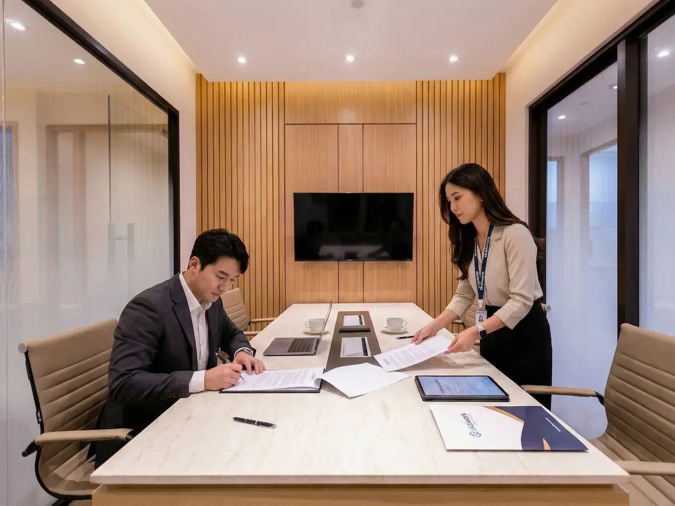 Penandatanganan kontrak sewa virtual office skaiwork mudah dan transparan.