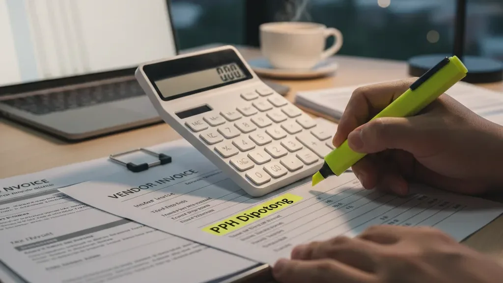 Proses pemotongan pajak pph 23 pada invoice vendor.