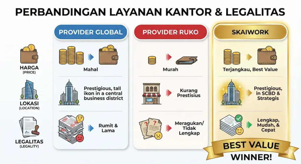 Perbandingan lengkap provider virtual office terbaik jakarta 2025 skaiwork.
