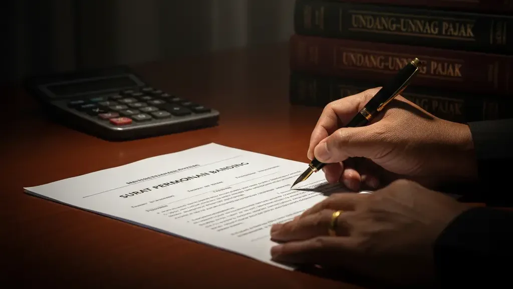 Penandatanganan surat permohonan banding pajak perusahaan oleh direksi.
