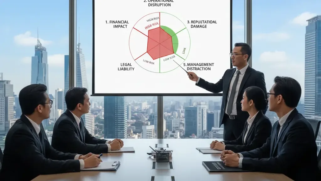 Radar risiko multidimensi yang dihadapi perusahaan akibat sengketa pajak berkepanjangan.