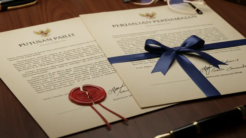 Perbandingan dokumen hukum hasil akhir proses Pailit dan proses PKPU.