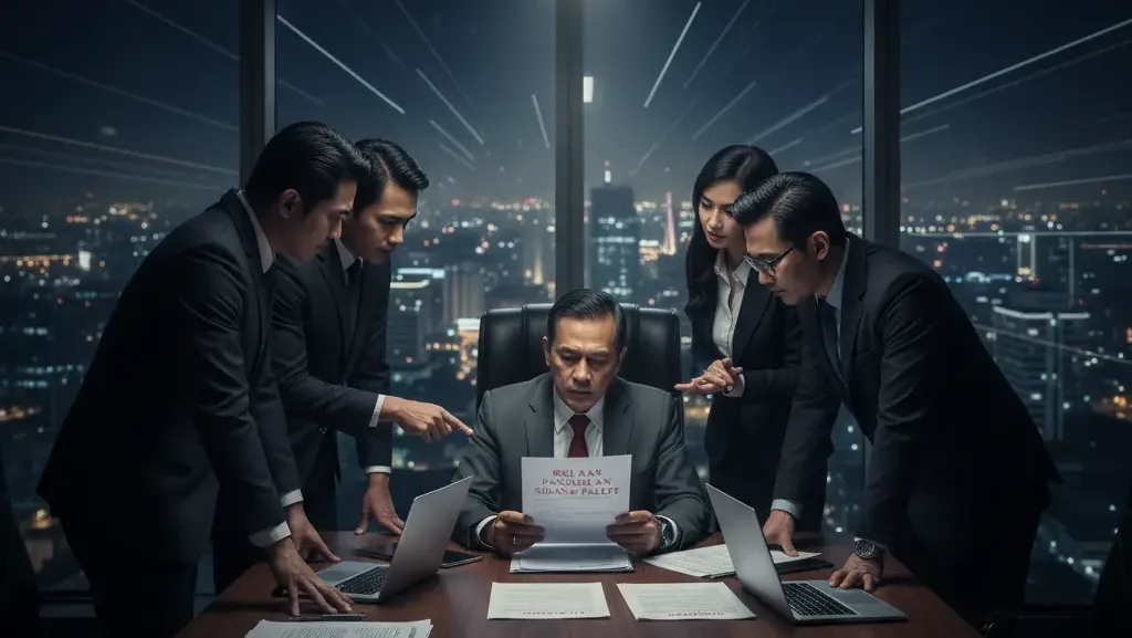 Tim hukum dan direksi menyusun strategi langkah menghadapi gugatan pailit di Jakarta.