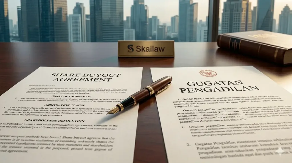 Pilihan strategis dalam prosedur penyelesaian konflik saham: kesepakatan pembelian saham (buyout) atau jalur litigasi pengadilan.