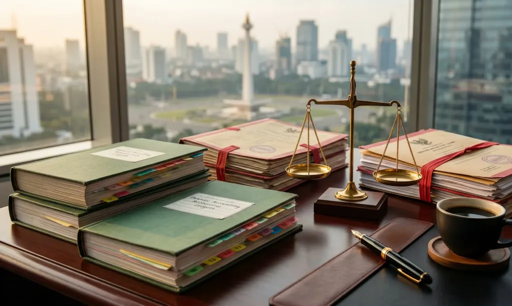 Tumpukan dokumen forensik akuntansi yang menjadi instrumen pembuktian utama dalam penyelesaian kasus banding pajak di Indonesia.